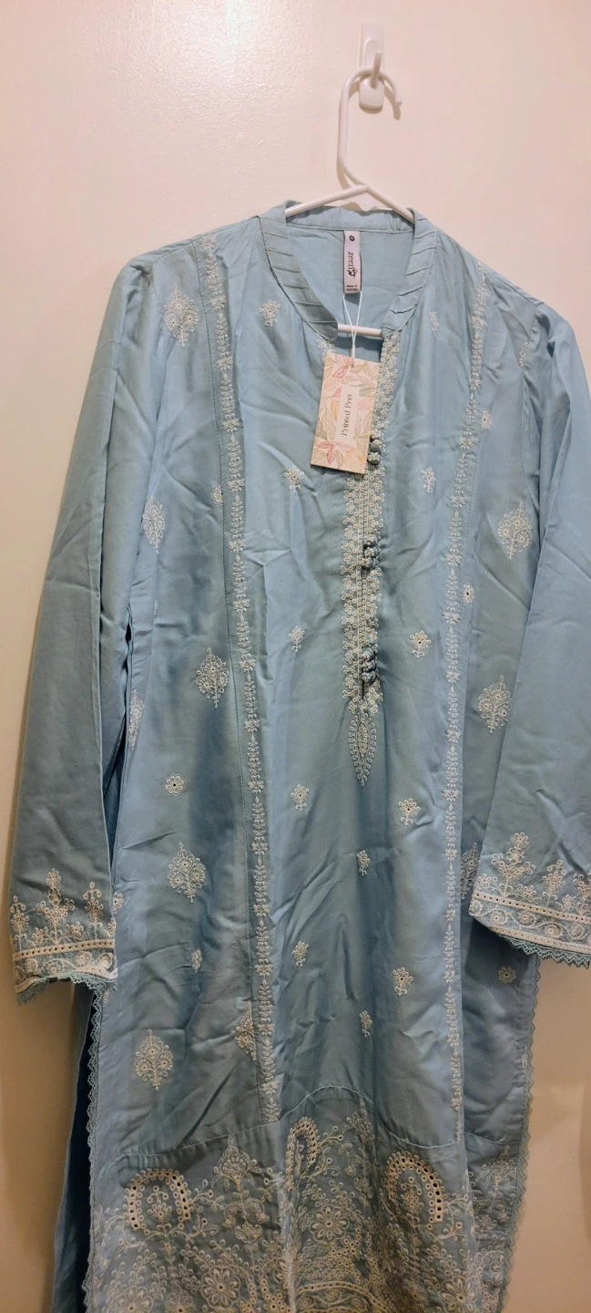 Zeem Faux Silk Kurti with Pants and dupatta - photo 2
