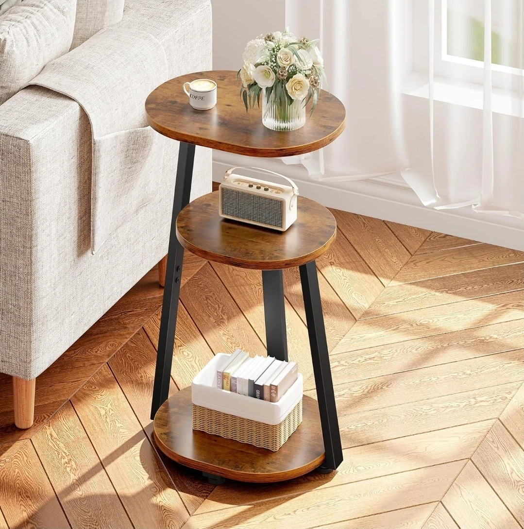 3-Tier Side Table with Rustic Wood Finish | Home decor