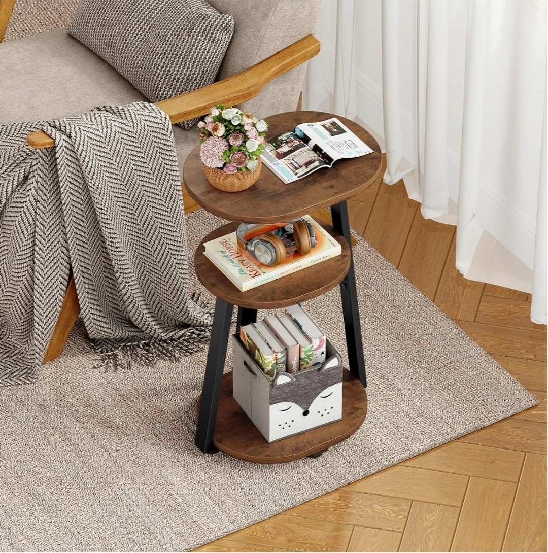 3-Tier Side Table with Rustic Wood Finish | Home decor - photo 5
