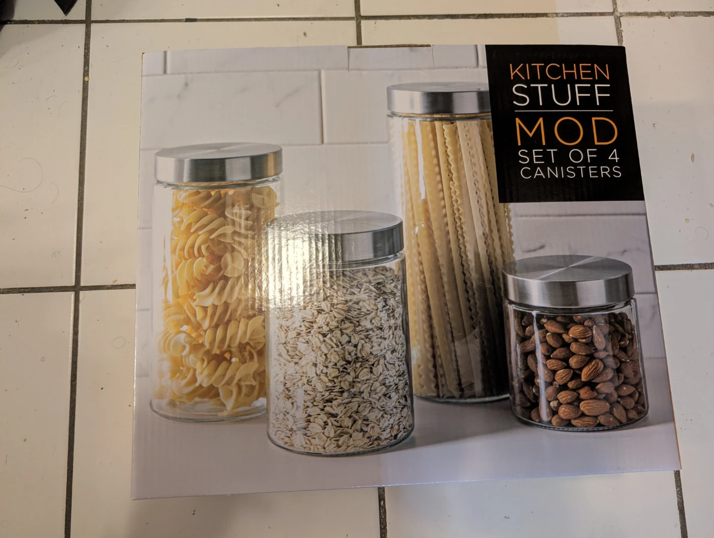 BNIB KitchenStuff MOD Set of 4 Glass Canisters