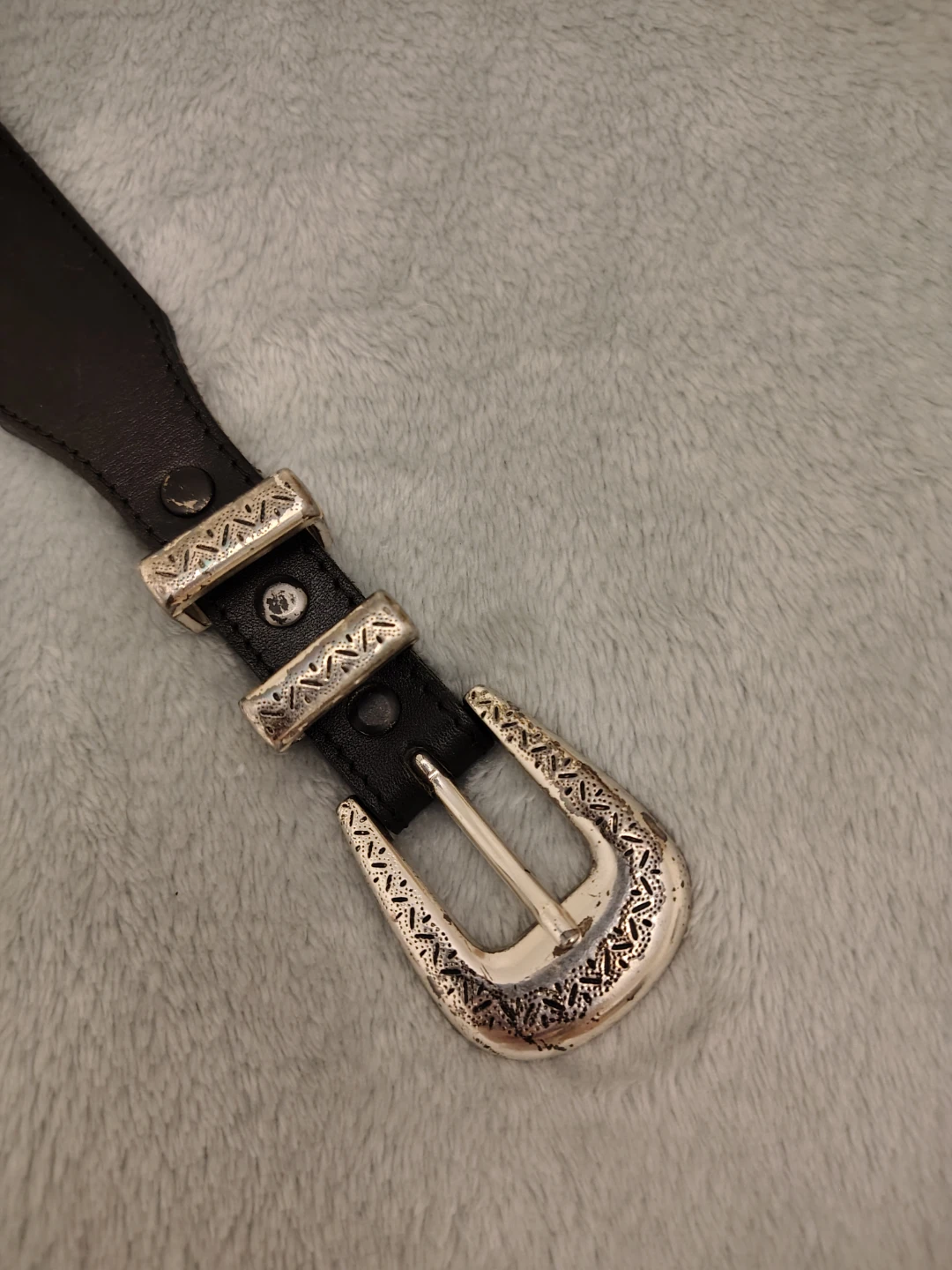 Brighton Black Leather Belt with Silver Western embellishments - photo 2
