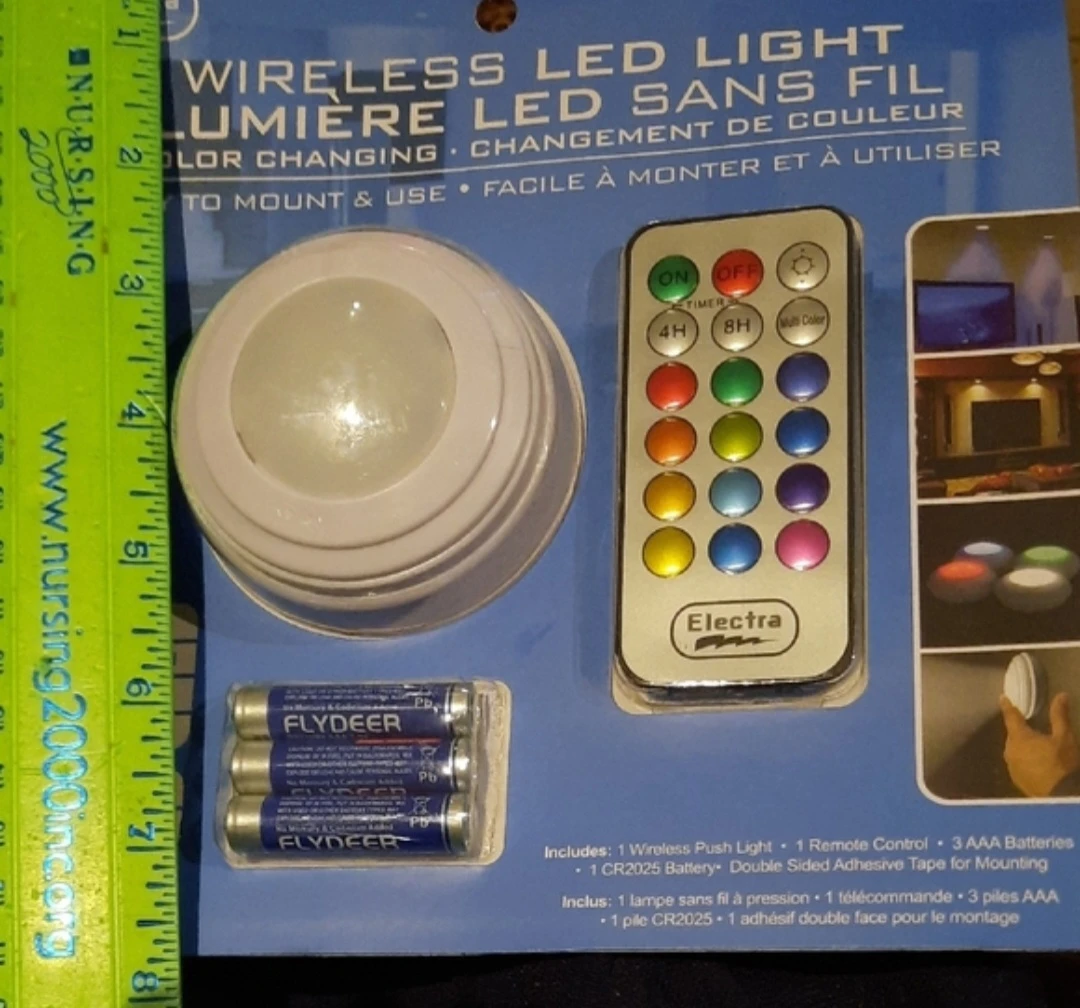Electra Wireless LED Push Button Light with Remote