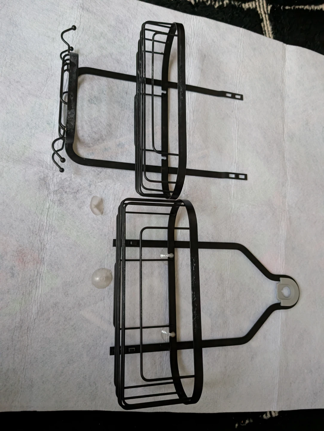 Black Metal 2-Tier Shower Caddy with Hooks - photo 2