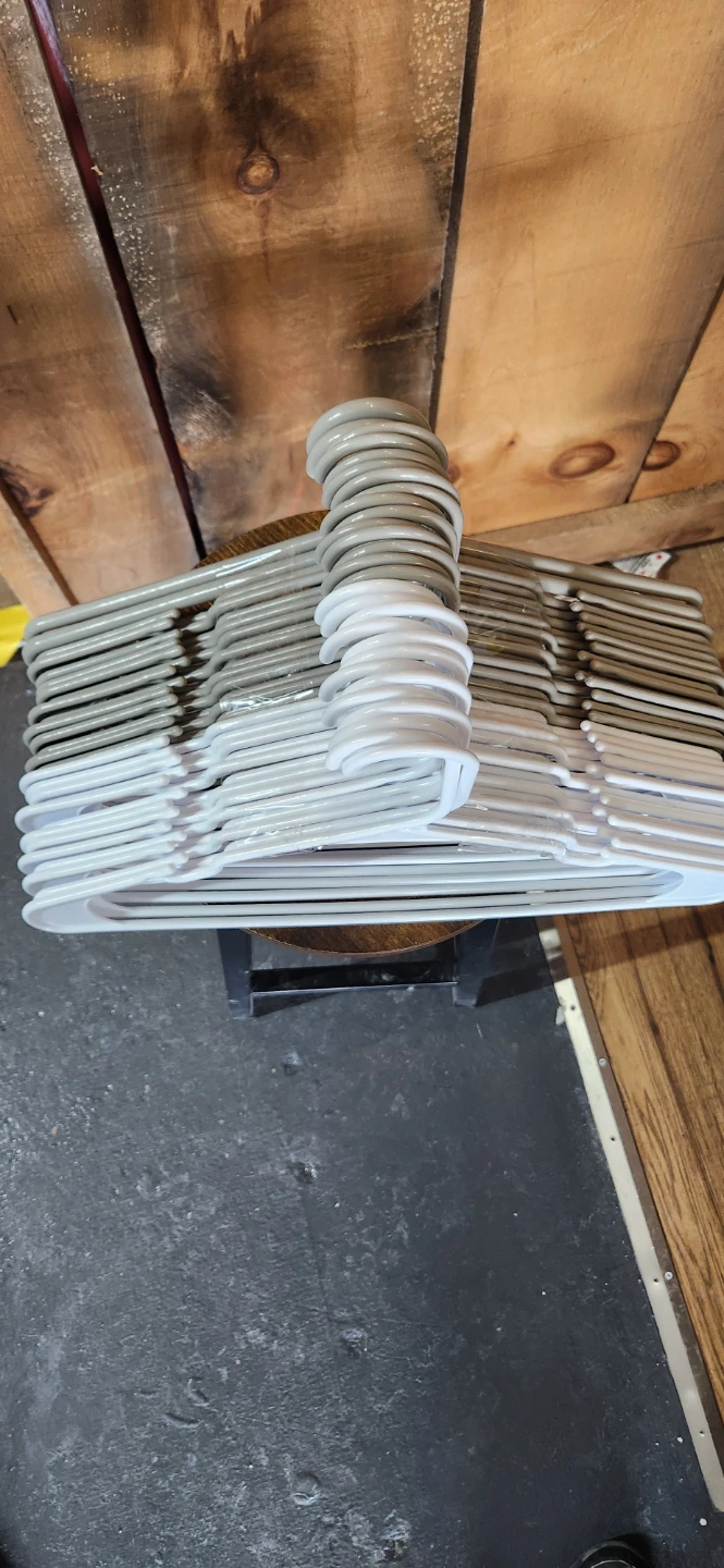 Bulk Plastic Hangers - White and Grey Pack Of 25