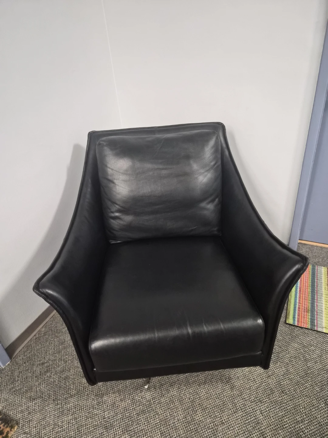 Black Leather Swivel Accent Chair - photo 2