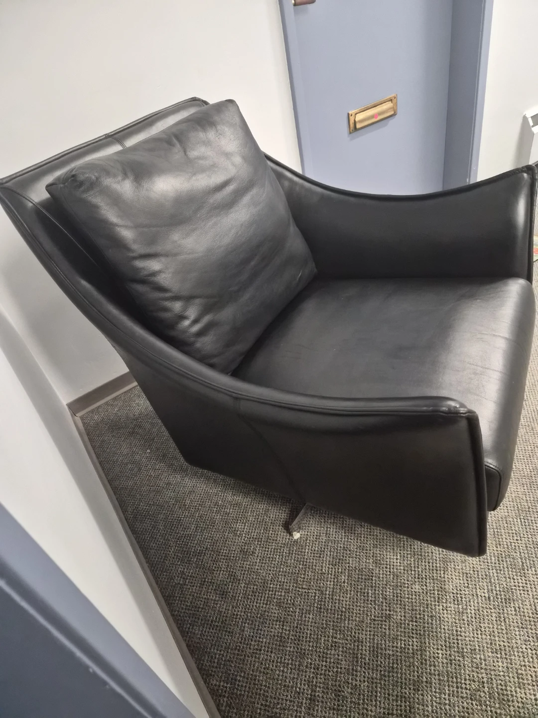 Black Leather Swivel Accent Chair - photo 4