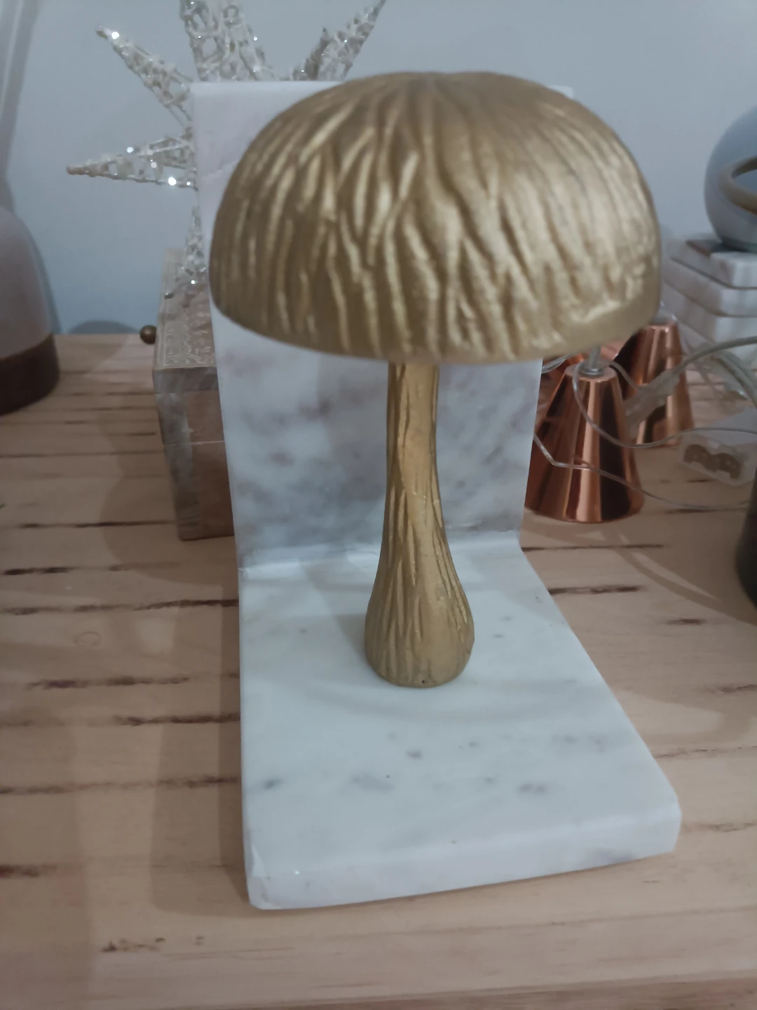 Marble and Gold Mushroom Bookend - photo 2