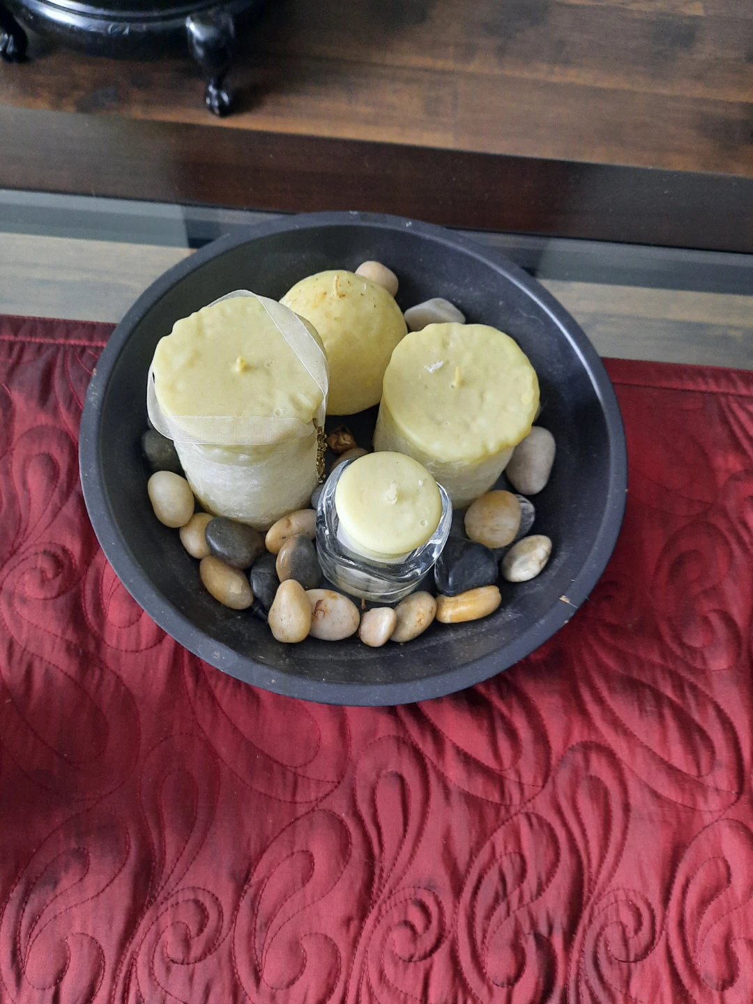 Decorative Candle and Stone Bowl Set - photo 3