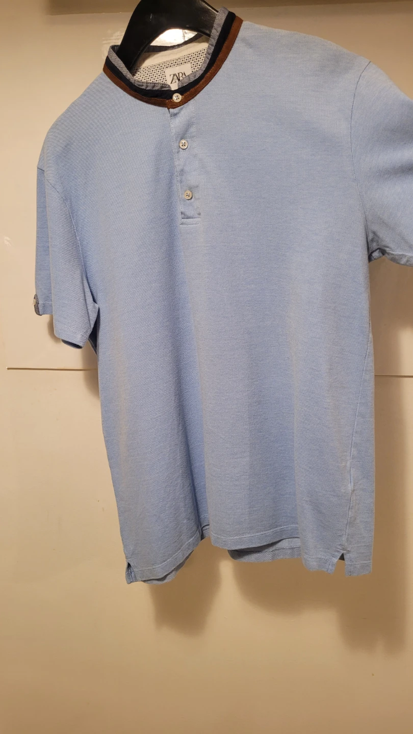 Zara Blue Henley Polo Shirt - Size M/L - photo 3