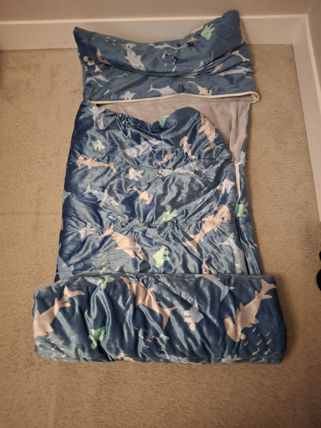 Kid's Sleeping Bag with Shark Print - photo 4