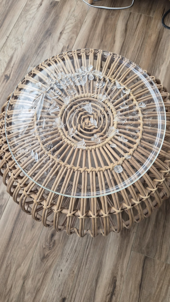 Rattan Ottoman with Glass Top - photo 4