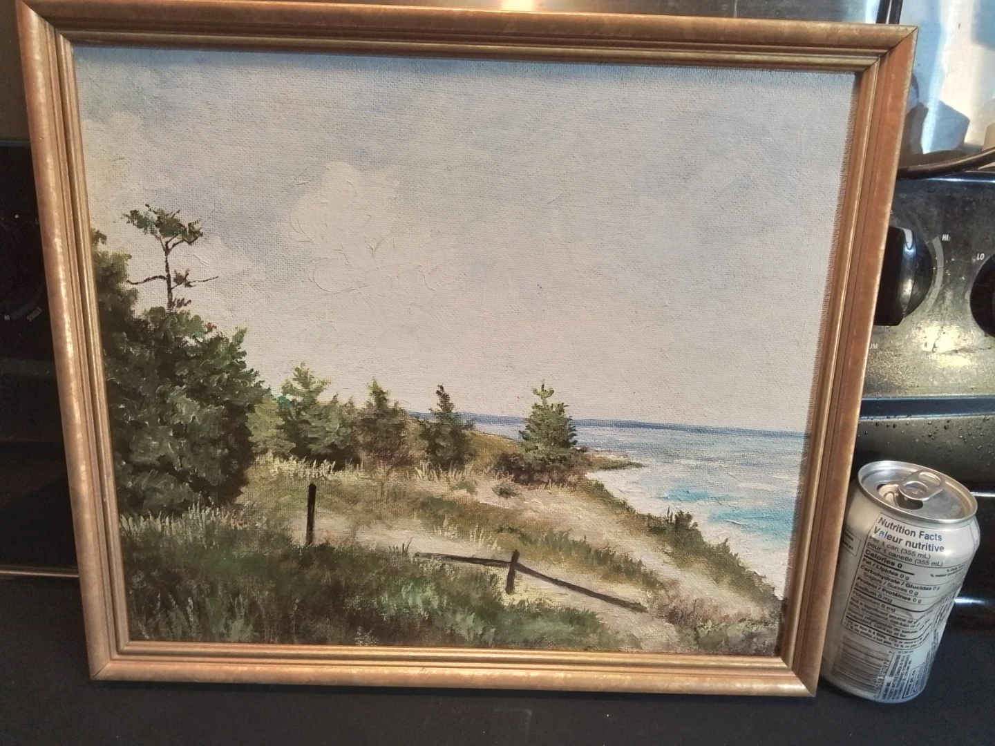 Oil Painting Signed Pastie am Lake Huron  15.5x13.5"