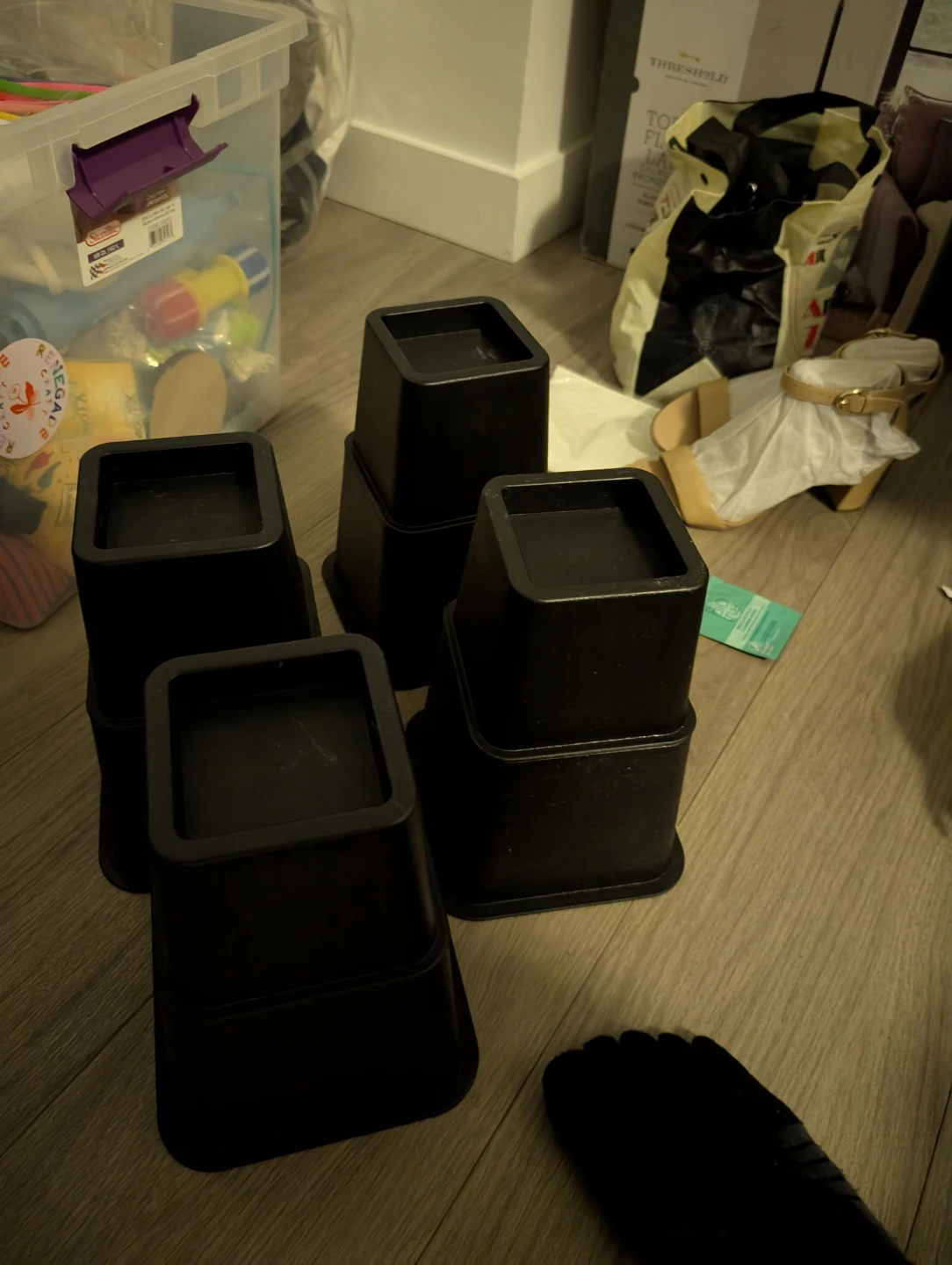 Set of 8 Black Bed Risers
