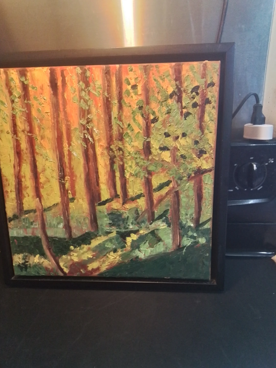 Nora Fischer Impresionist Oil Painting "Yellow Trees" 18x18" - photo 2