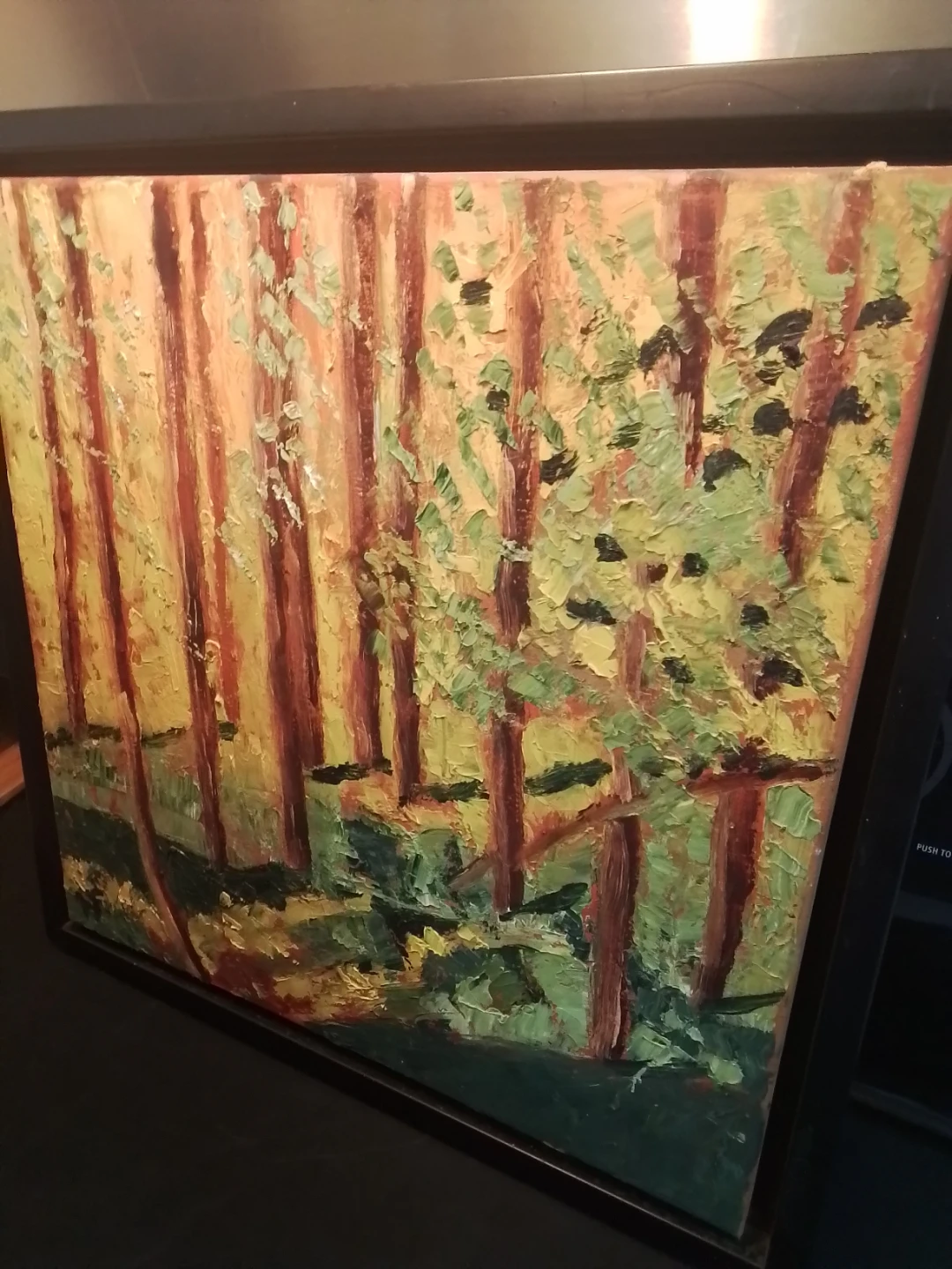 Nora Fischer Impresionist Oil Painting "Yellow Trees" 18x18" - photo 3