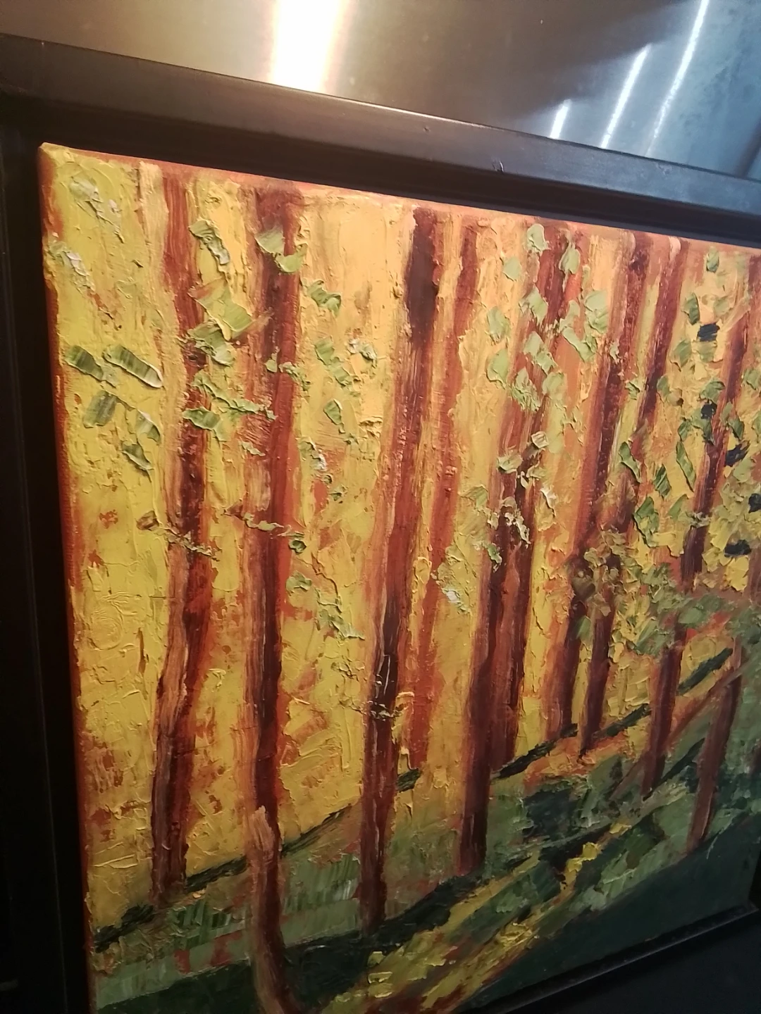 Nora Fischer Impresionist Oil Painting "Yellow Trees" 18x18" - photo 4