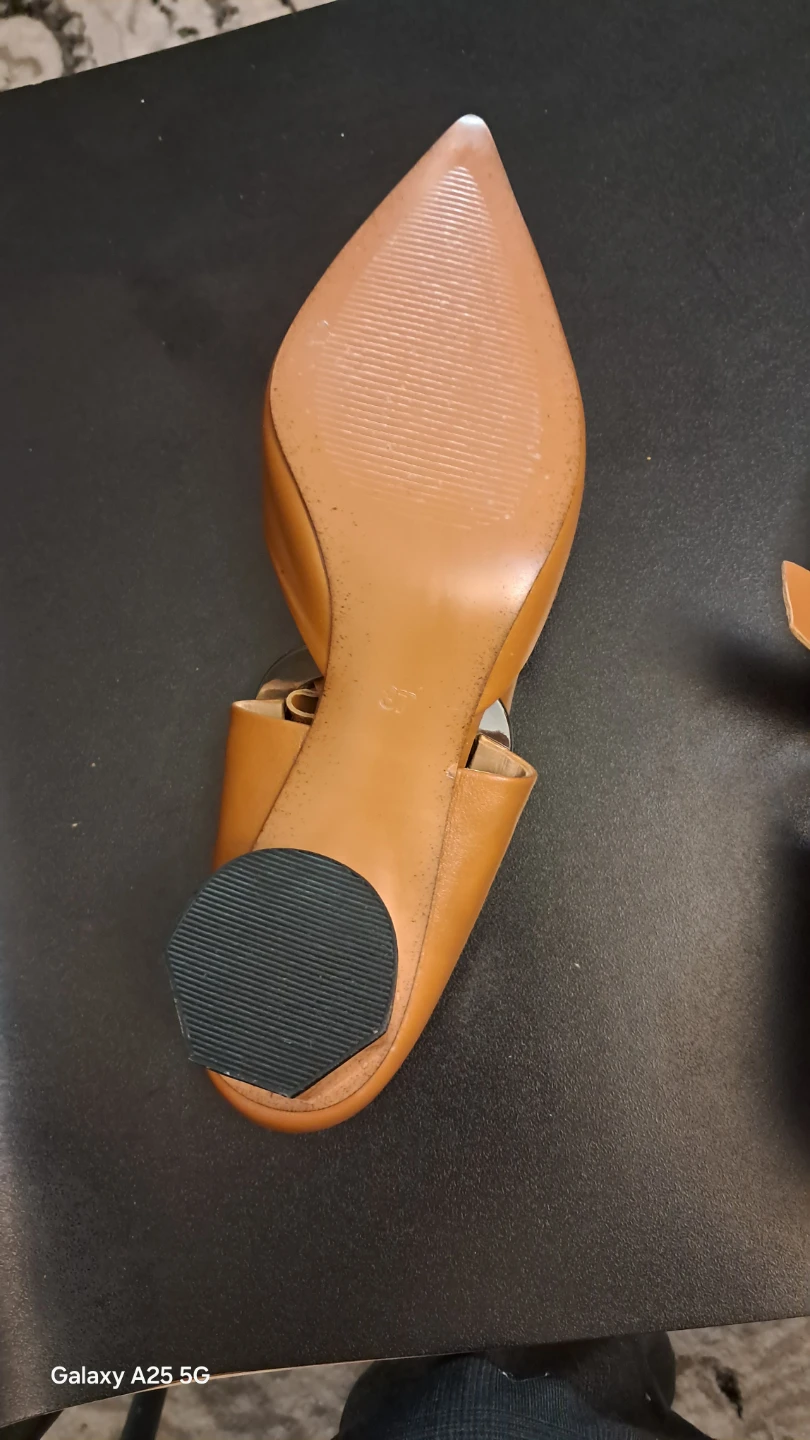 Brown D'Orsay Heel Sandals with Silver Buckle - photo 2