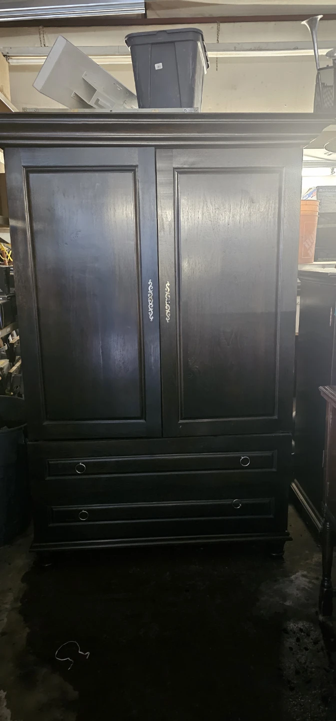 Black Armoire Wardrobe with Drawers - photo 2