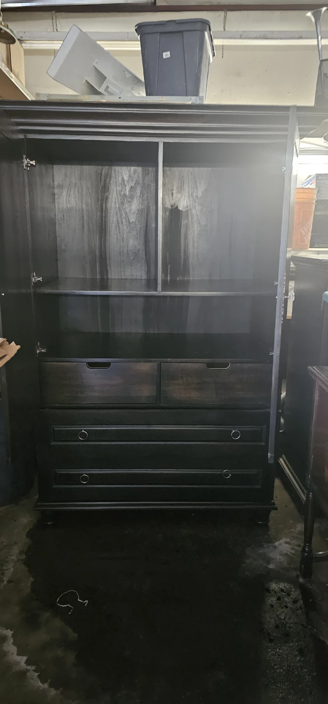 Black Armoire Wardrobe with Drawers - photo 3