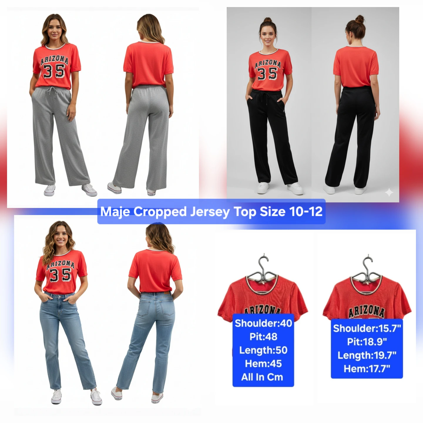 Maje Cropped Jersey Top Size 10-12