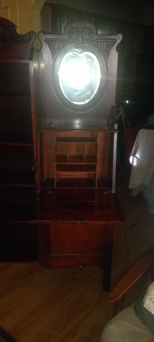 Antique Secretary Desk with Glass Cabinet - photo 2
