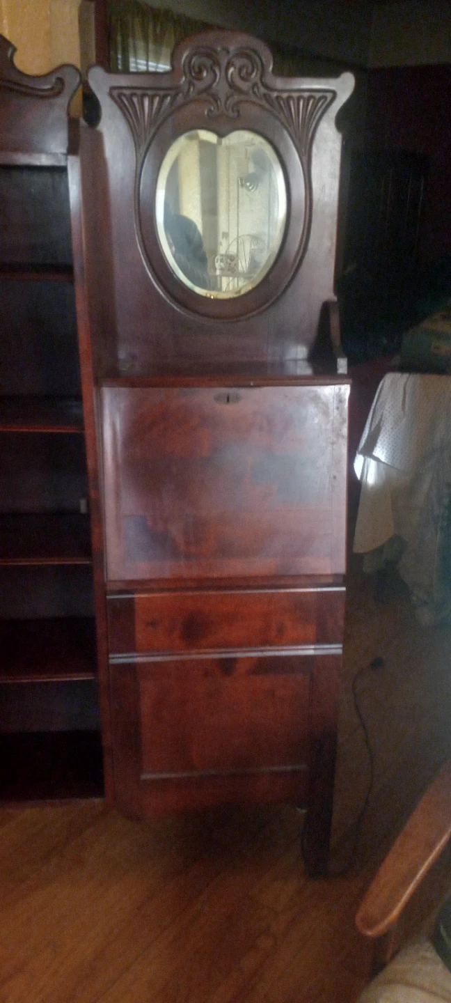 Antique Secretary Desk with Glass Cabinet - photo 3