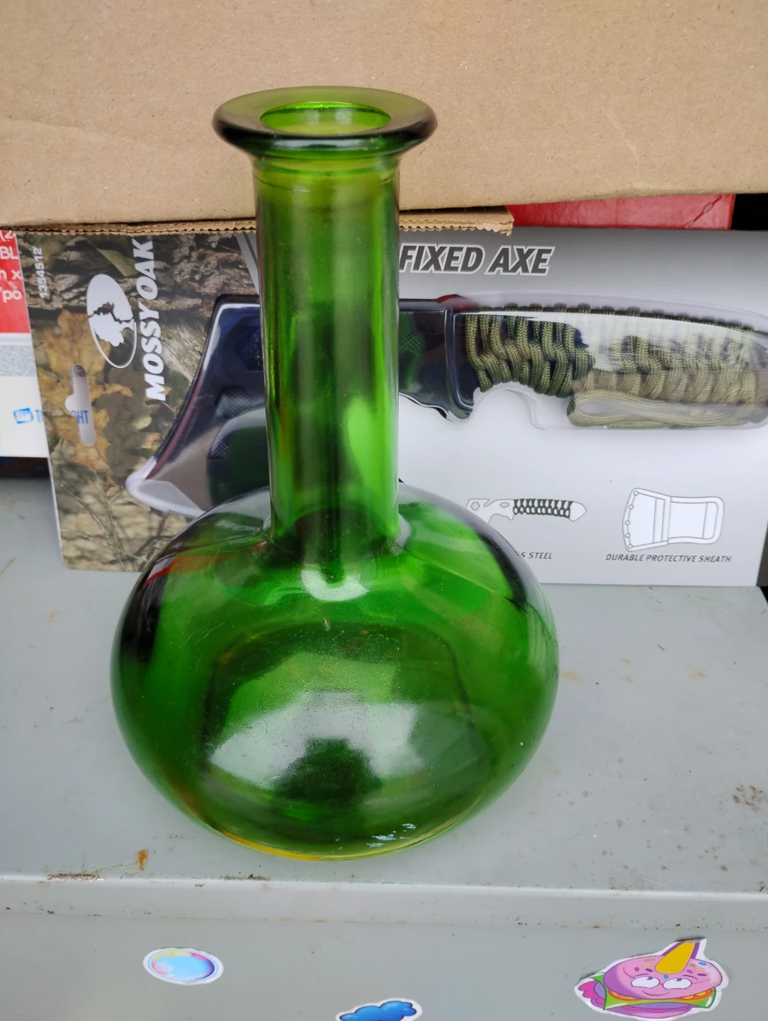 Green Glass Bottle or vase