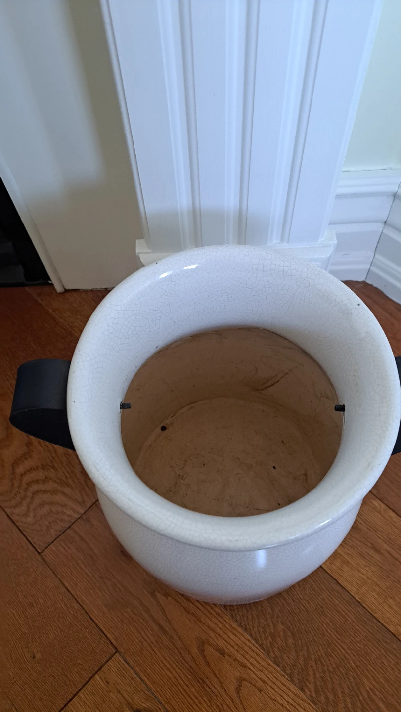White Ceramic Planter Pot with Black Handles - photo 2