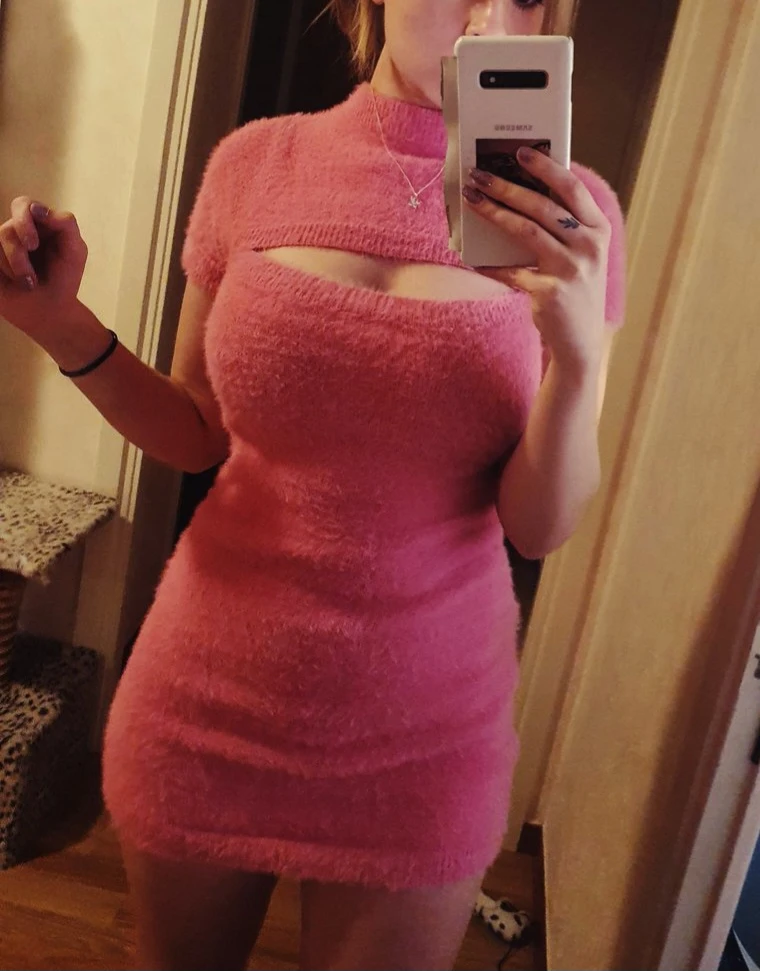 Pink Fuzzy Cutout Mini Dress