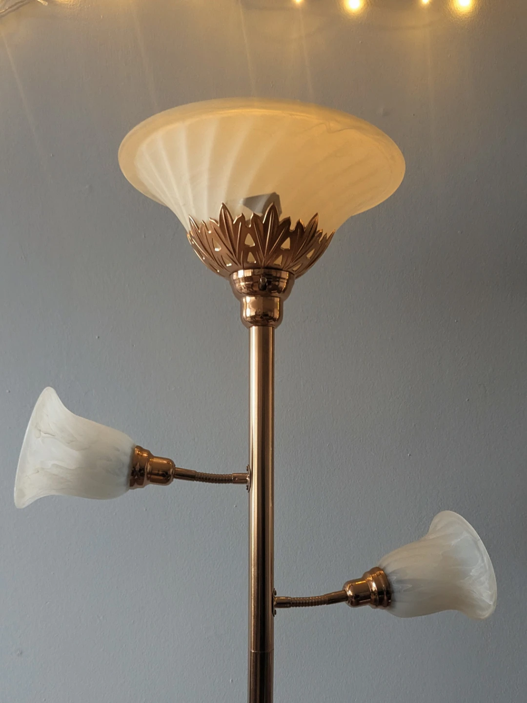 Modern Rose gold 3 Light Floor Lamp with Scalloped Glass Shades - photo 2