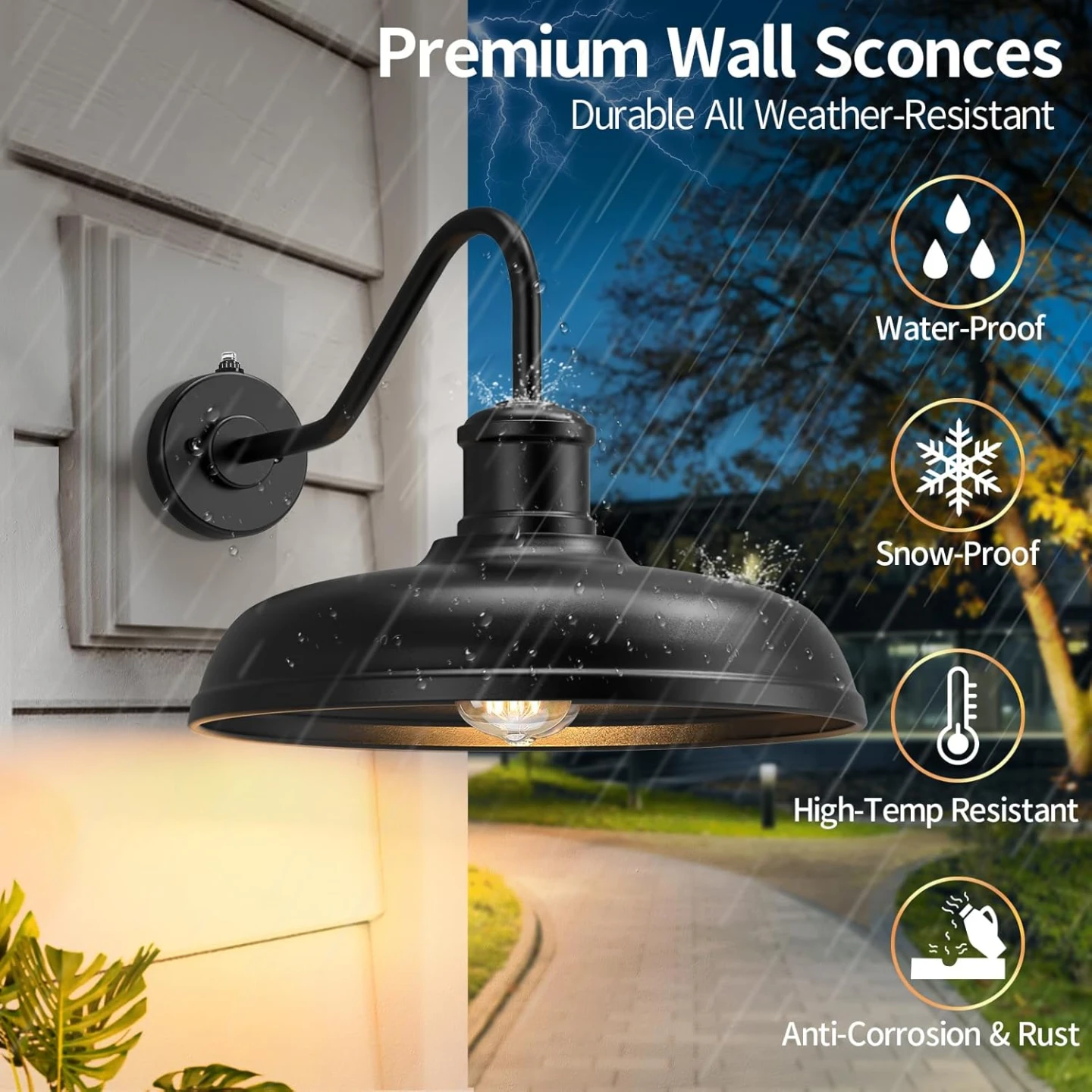 Large Dome Dusk to Dawn Gooseneck Wall Lights 2 Pack BNIB - photo 3