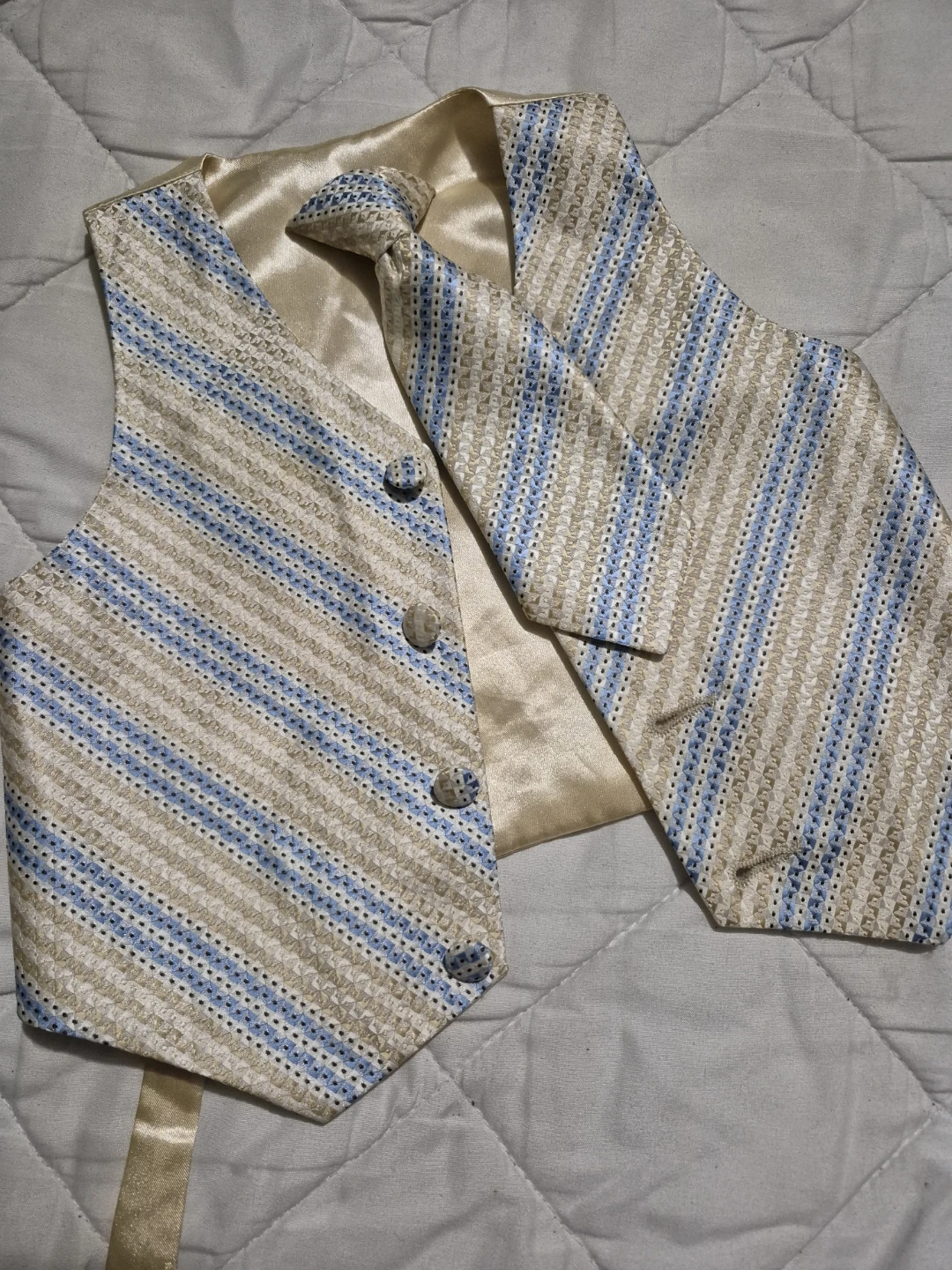 Boys Striped Vest and Tie Set