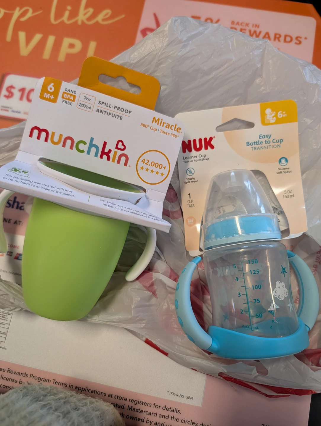 Munchkin Miracle and NUK Learner Cups