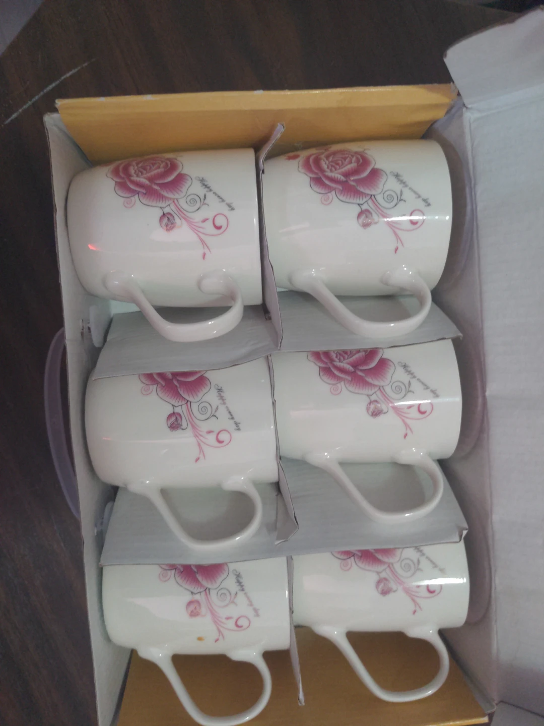 Floral Ceramic Mugs Set of 6