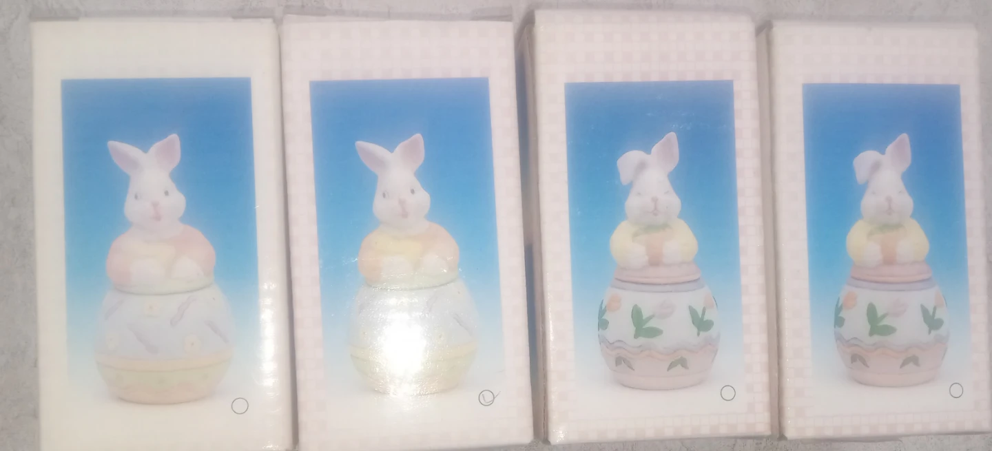 Set of 4 Easter Bunny Ceramic Jars