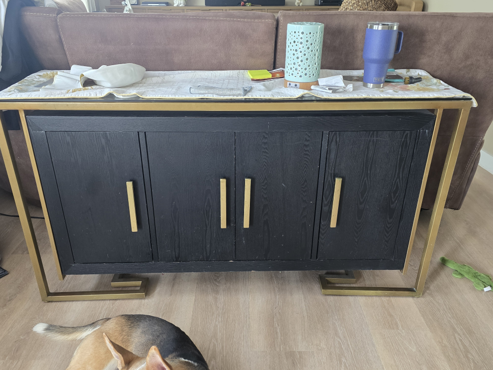 Black 4-Door Sideboard with Gold Frame