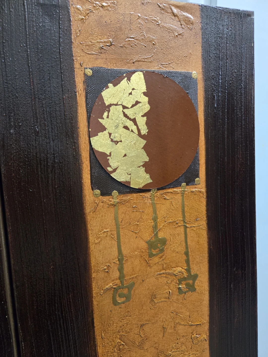 Triptych Wall Art - Textured Abstract with Gold Leaf - photo 3