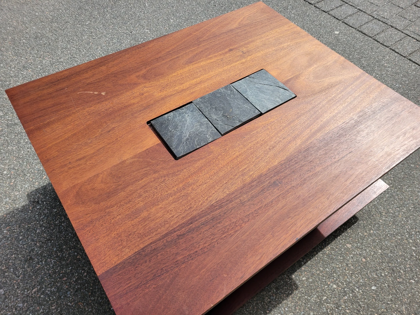 Mid-Century Modern Solid Wood Coffee Table with Slate Inlay - photo 5