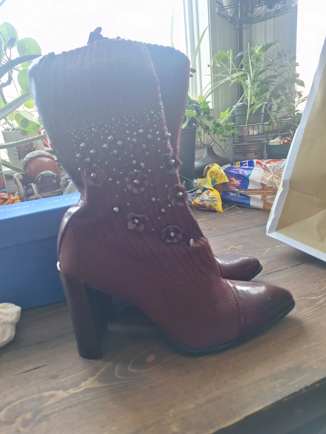 Stuart Weitzman Women's Burgundy Embellished Boots