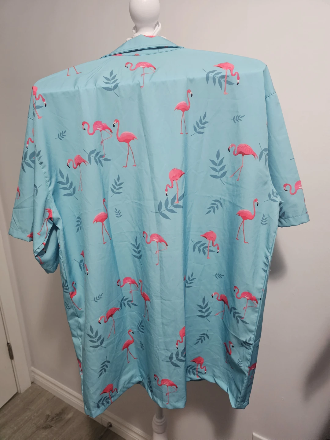 Mens Flamingo Print Button-Up Shirt - photo 2