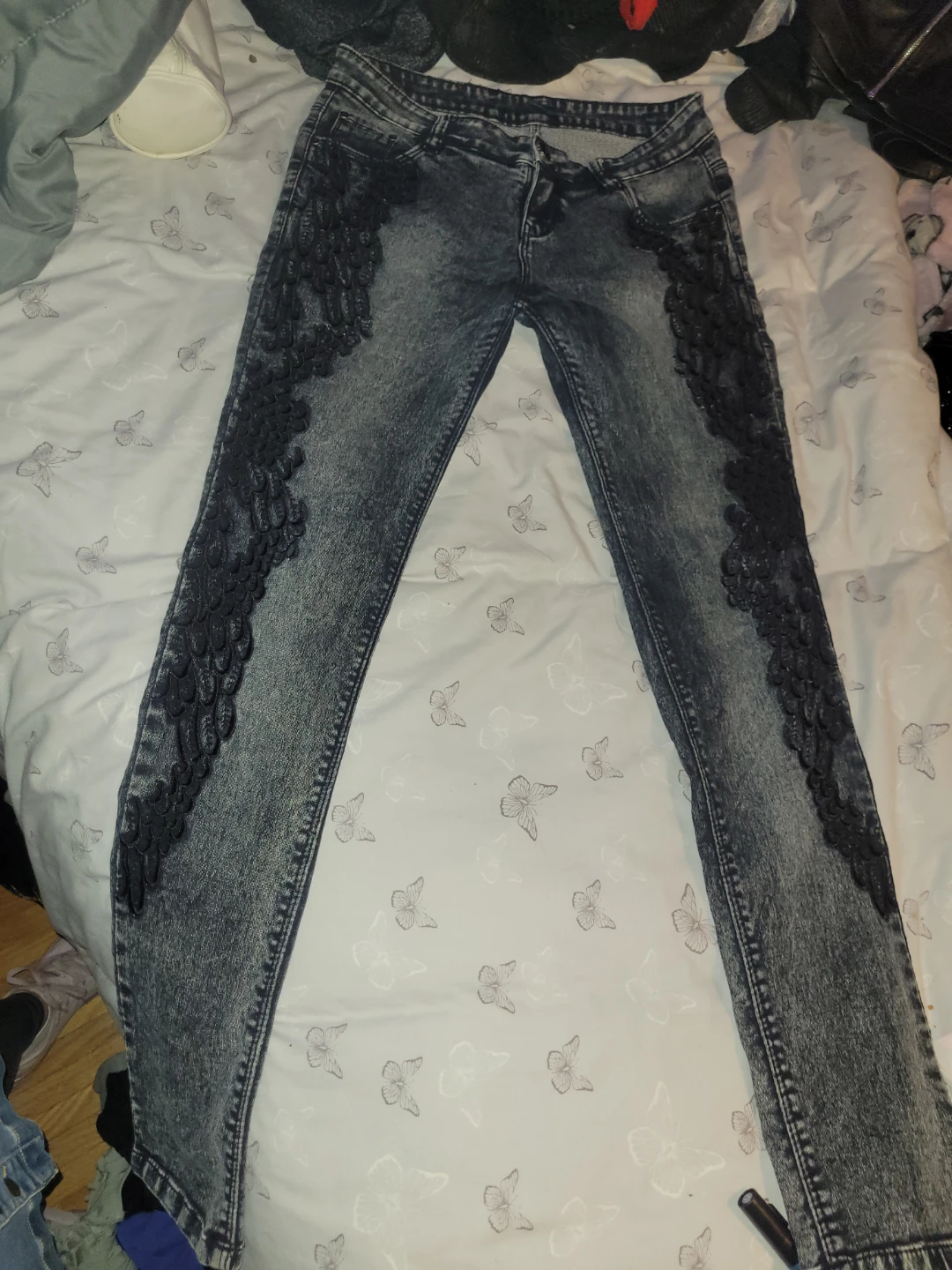 City Girl Jeans with Black Lace Embellishment