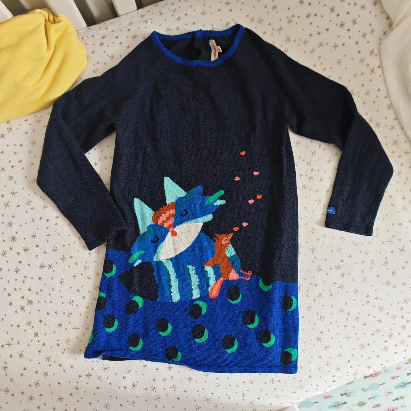 Catimini Blue Dinosaur & Fox Knit Dress Size 4 (104) - photo 2