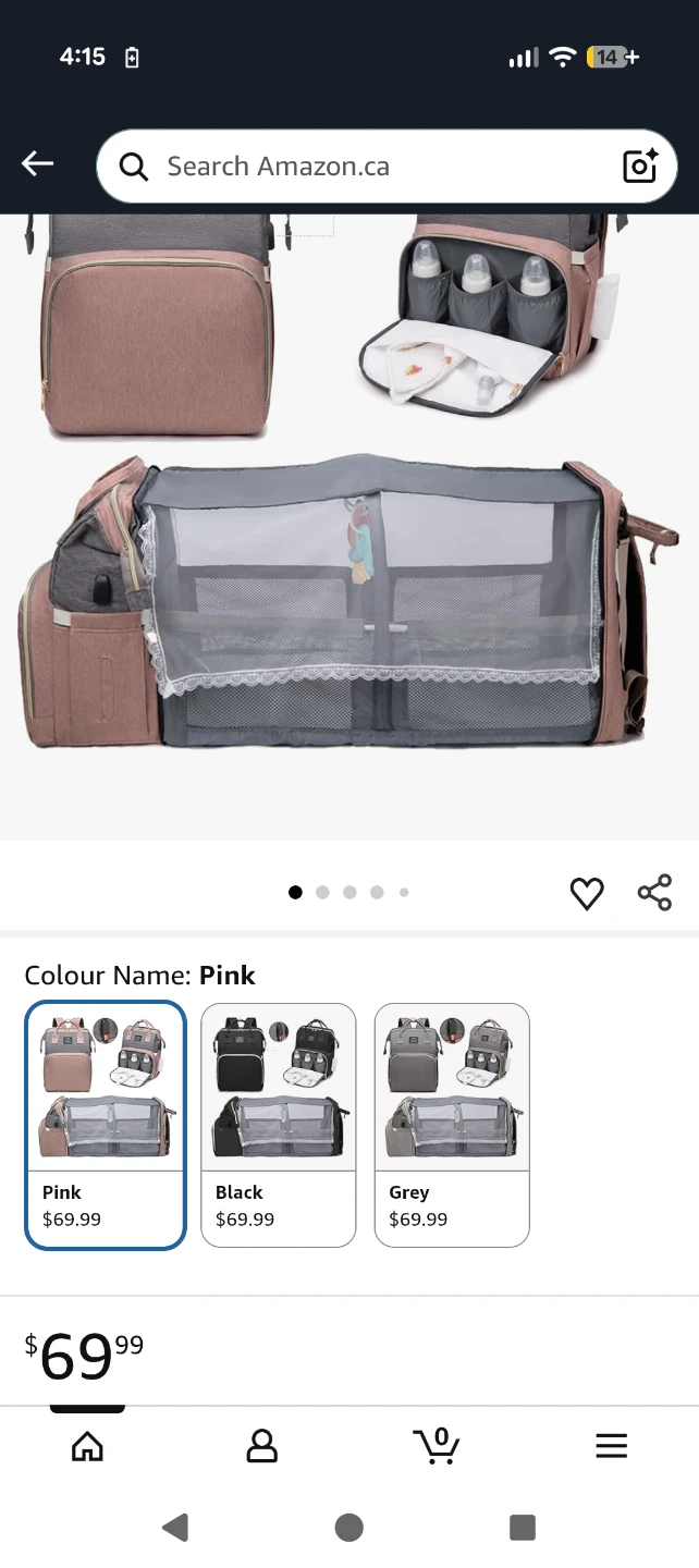 2-in-1 Diaper Bag and Crib - Pink