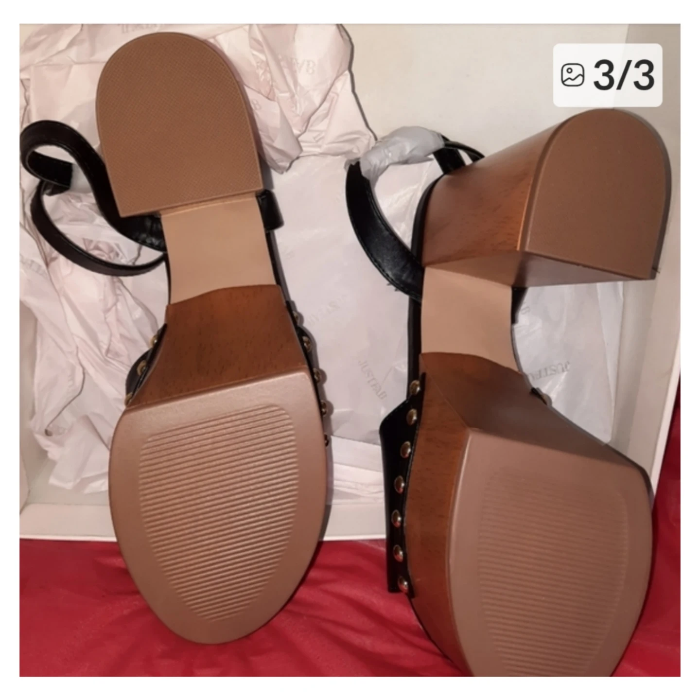 JustFab Black Wood Platform Block Heel Sandals - photo 3