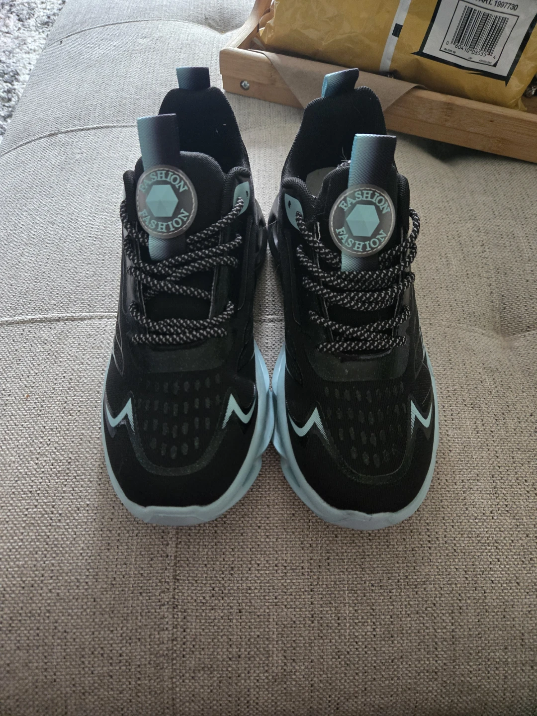 Black and light blue fashion sneakers - photo 2