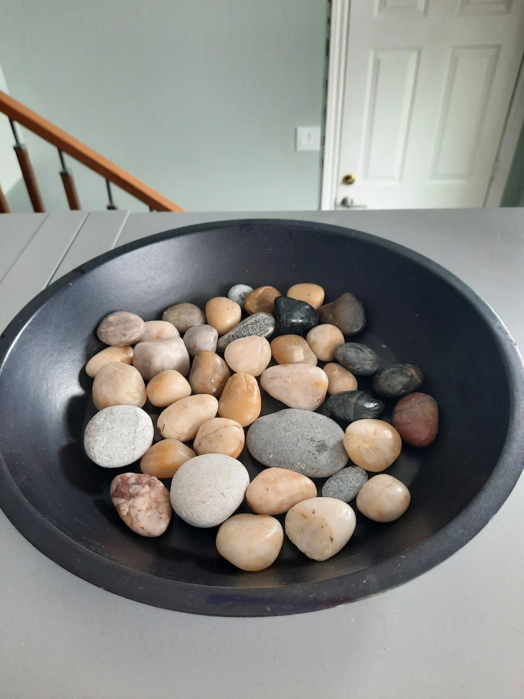 Decorative Candle and Stone Bowl Set