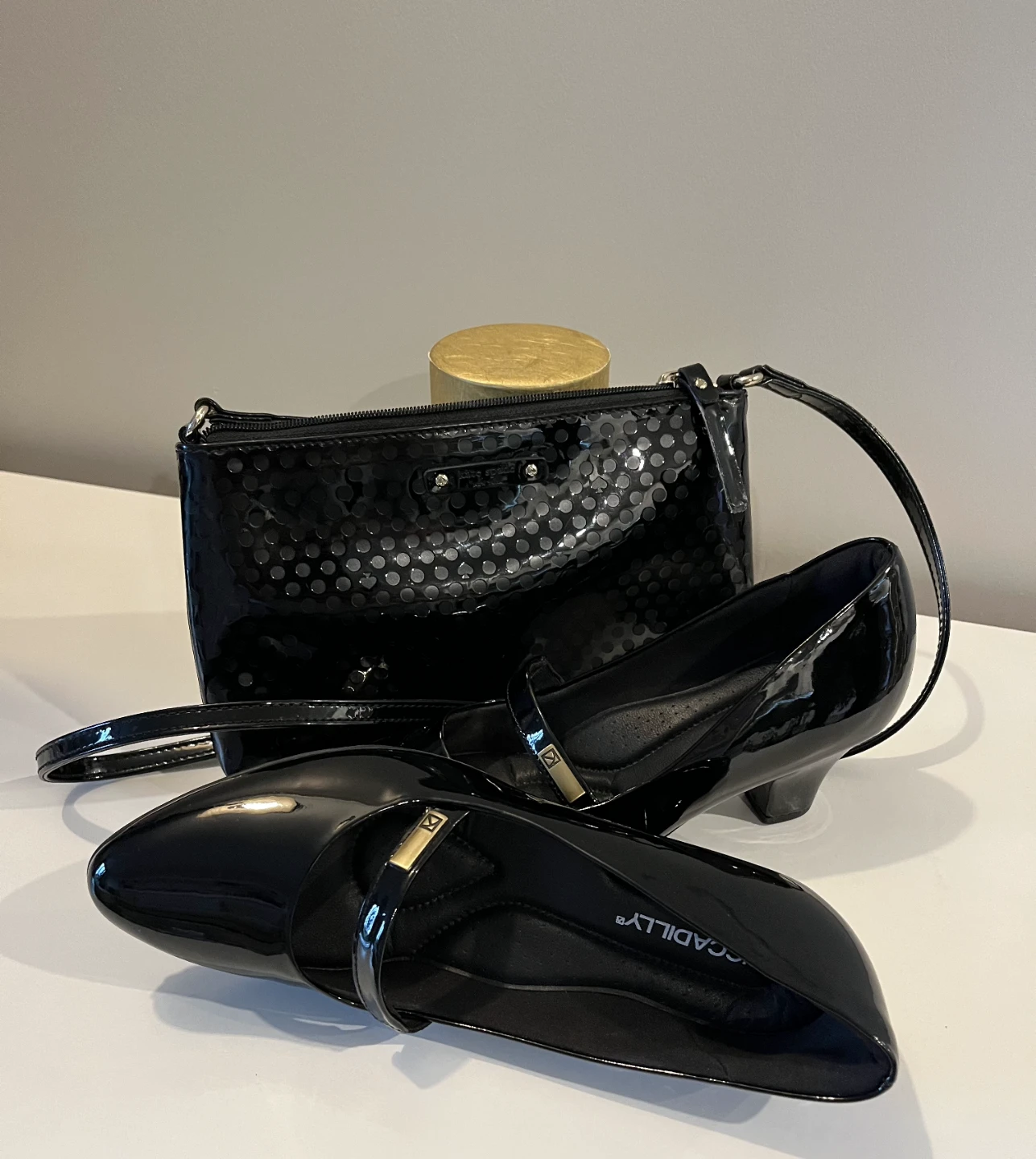 Black Patent Shoes and Matching Purse Set