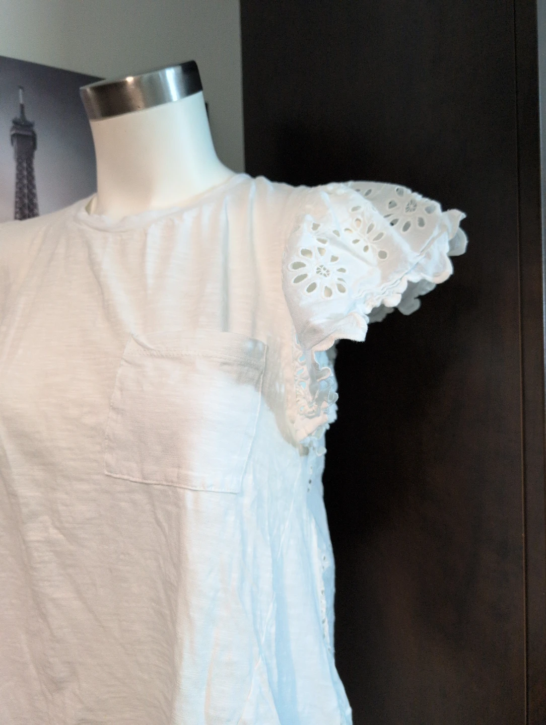 White Eyelet Sleeve T-Shirt - photo 2