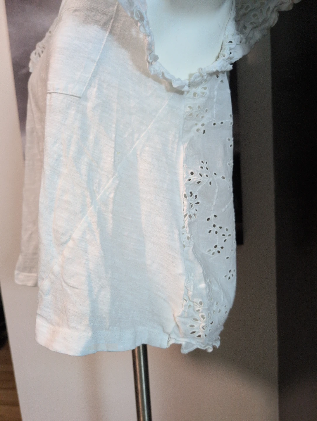 White Eyelet Sleeve T-Shirt - photo 3