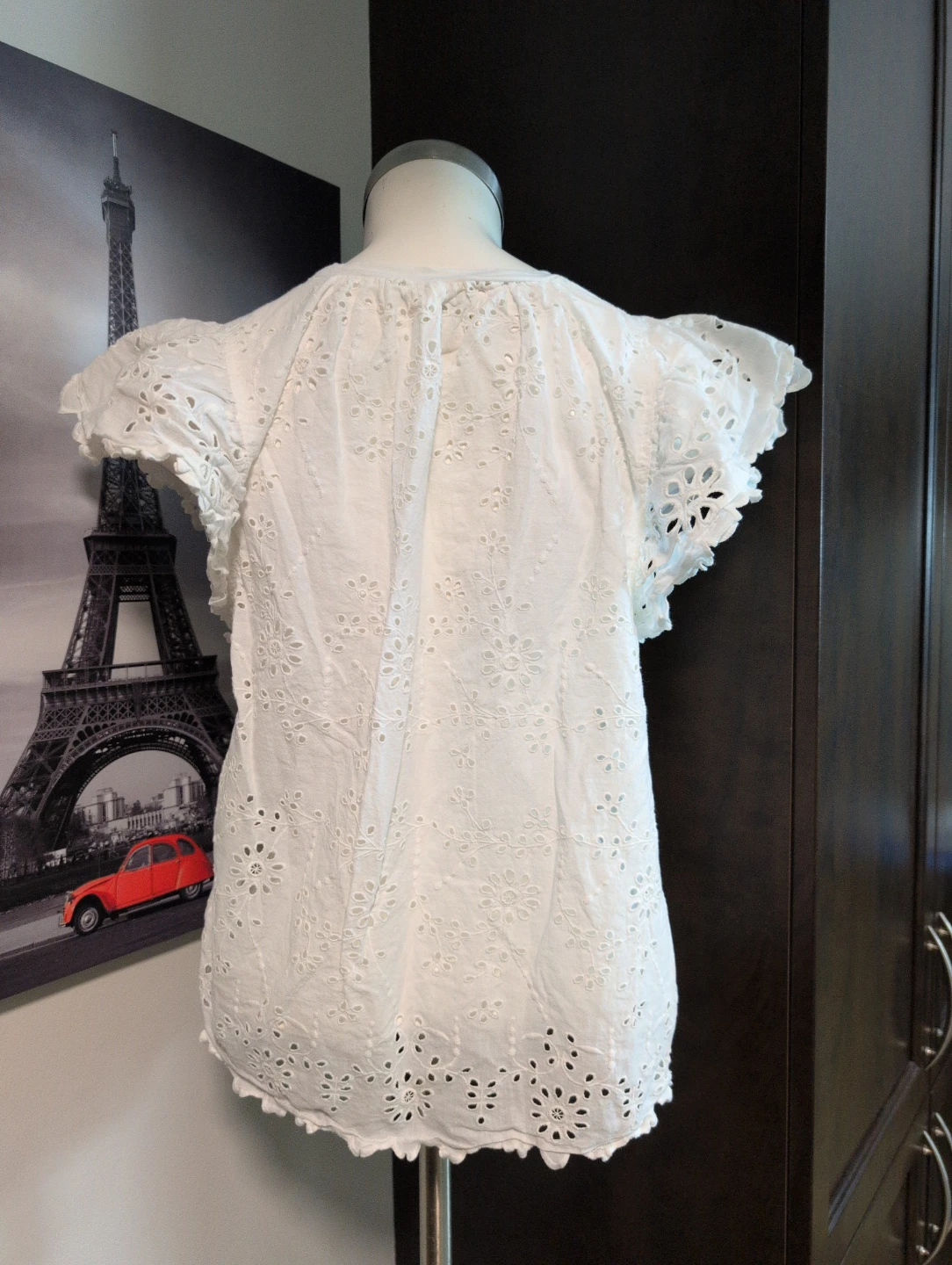 White Eyelet Sleeve T-Shirt - photo 4